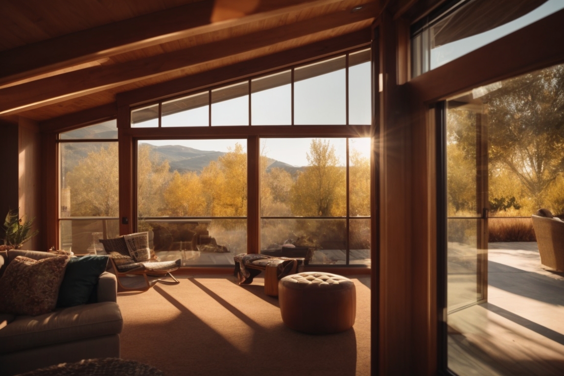 Fort Collins home with thermal window film, sun filtering through