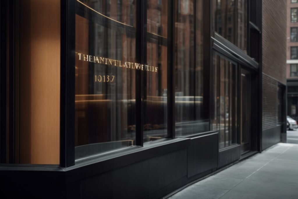Manhattan law firm with opaque windows and logo designs