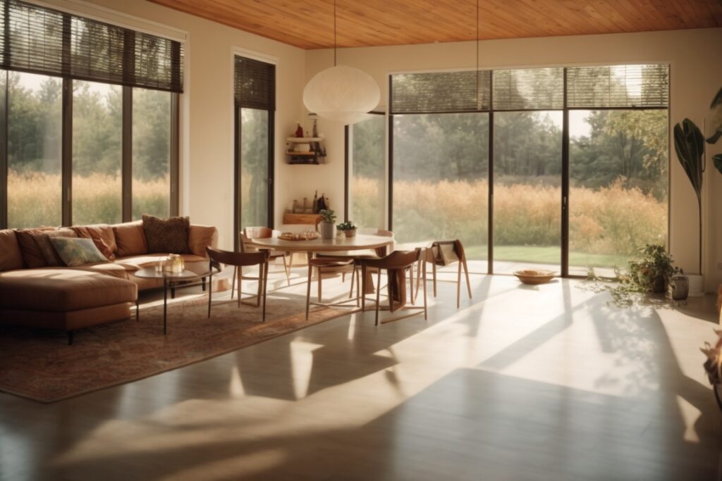 interior view of a home with visible window film during summer in Peoria