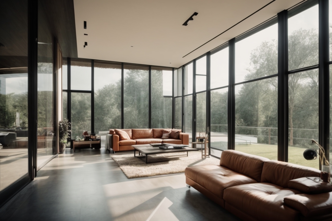 interior modern home with energy-efficient tinted windows