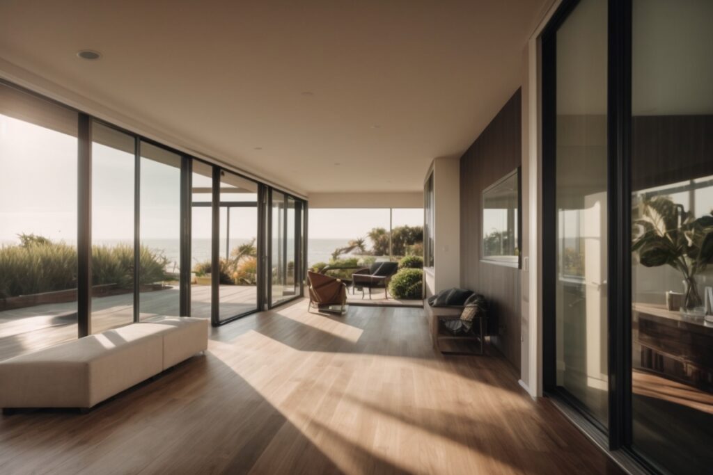 serene Long Beach home with coastal style window film