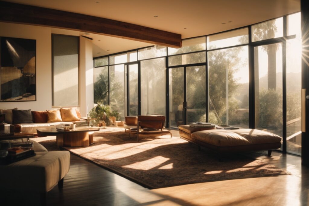 Los Angeles home interior with sunlight filtering through window film