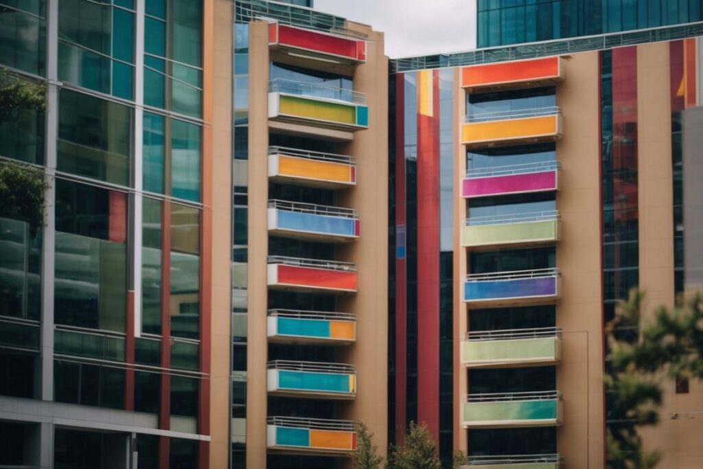 modern Atlanta commercial building colorful decorative window films